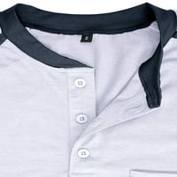 Seksi ples Muška Henley vrat T-shirt dugme majice vrhovi Casual boja blok Tee Sport pulover bijeli s