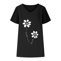 Bluze za djevojčice V-izrez štampane ženske košulje ispod $ klirens Crna 12