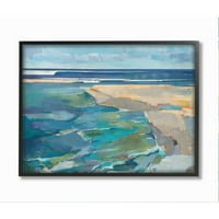 Stupell Industries apstraktni pejzaž na plaži pastelno kubizam slikarstvo uokvireno zidni umjetnički dizajn
