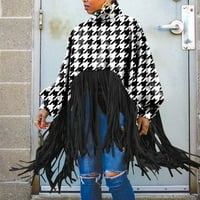 Ženska jesen i zimska modna ležerna print Tassel bluza Turtleneck Dugi rukav Tassel casual pulover Top