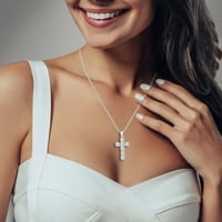 Drake Cttw Diamond Christian Cross ogrlica u rodijumskim srebrnim srebrom