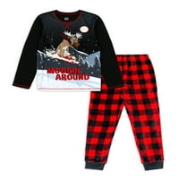 Wonder Nation Boys pidžama majica i hlače dugih rukava, 2-dijelni Set, veličine 4 - & Husky