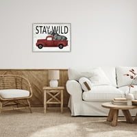 Stupell Industries Stay Wild Moose Antique Red Pickup Graphic Art Grey Framed Art Print Wall Art, Dizajn