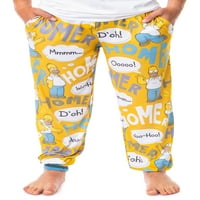 Simpsonovi odrasli muški Homer potpisne fraze pantalone za spavanje, veličine S-XL, muške pidžame