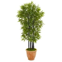 Skoro prirodno 5ft. Bambus umjetno drvo sa crnim deblima u Sadilici od terakote UV otporno, zeleno