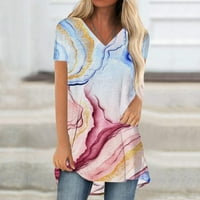 Ženski kratki rukav Trendy Loop FIT Ljetna majica V izrez Modni ispisani mekani comfy bluze