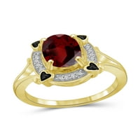 JewelersClub Garnet Ring Rođendan nakit - 2. Karat Garnet 14K pozlaćeni nakit srebrnog prstena sa crnim
