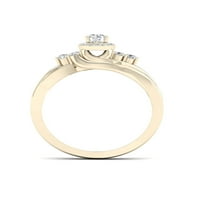 1 4CT TDW Diamond 10K žuti zlatni halo zaručni prsten