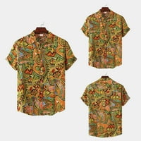 Muške košulje ljeto novi kratki rukav Plus Veličina muški labavi rever havajski Print košulja narandžasta