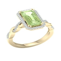 Imperial Gemstone 10k žuto zlato smaragdno rez zeleni ametist CT TW Diamond Halo ženski prsten