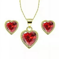 Bonjour Jewelers 14k žuto zlato srce 1 2ct kreiran Ruby pun set ogrlica