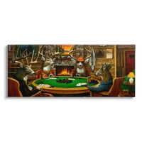 Stupell Industries Jelena životinje igranje Poker Tabela kabina Lodge slika Galerija umotana platno Print