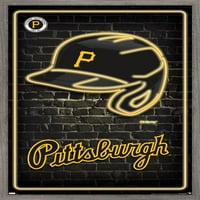 Pittsburgh Pirates - Zidni poster neonske kacige, 14.725 22.375 Uramljeno
