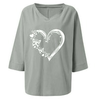 Popust ShirtsWomens rukav Tshirts Plus Size opušteni Fit bluze Casual ljetni Teesv vrat srce grafički