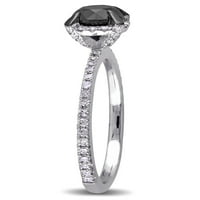 Carat T. W. crno-bijeli dijamant 10kt zaručnički prsten od bijelog zlata