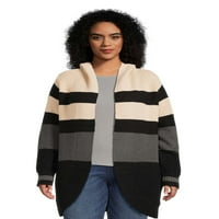 No Boundaries Juniors Plus Size Colorblocked Cocoon Cardigan, veličine 1x-4X