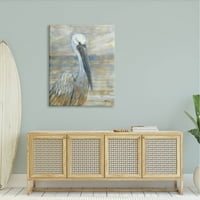 Stupell Industries obalna Pelican ptica apstraktna galerija portreta Galerija umotanih platnenih ispisa zidna umjetnost, dizajn Paul Brent
