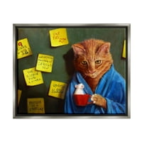 Stupell Funny Cat Jutarnja Kafa Memo Podsjetnici Životinje I Insekti Slikarstvo Siva Plutač Uokvirena