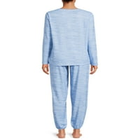 Hanes ženski Dugi rukav Henley Top i džogeri pidžama Set, 2 komada