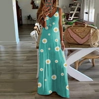 Ljetne haljine za žene bez rukava tisak dot uzorka V-izrez Maxi Backless Loop Fit Y2K moda Elegantni odmor