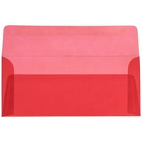 Prozirne koverte, 4.1x9.5, crveno, 25 pakovanja, primarno crveno