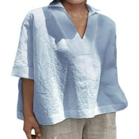 Calzi dame Plain Tee modni T-shirt vrećasti boemski ljetni vrhovi jednobojni polu rukav tunika bluza pulover