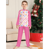Komplet pidžama za dječake pamuk, dječji Pj Set dugih rukava PJs Top i komplet pantalona slatka Božić