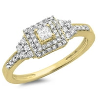Dazzlingrock Kolekcija 0. Karat 14K princeza i okrugli dijamant dame Halo zaručnički prsten CT, žuto zlato,