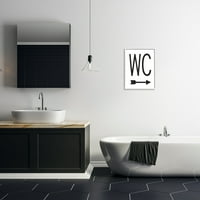 Stupell Industries WC arrow Ukaziva na desnu minimalnu kupatilu tipografiju, 20, dizajniran od strane