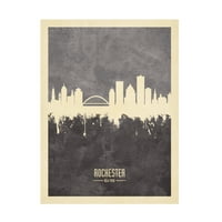 Michael tompsett 'Rochester New York Skyline Siva' platno Art