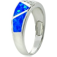 Kreiran plavi opal i CZ Sterling srebrni prsten