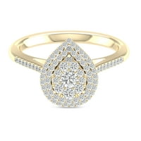 Imperial 1 3CT TDW Diamond 10K žuti zlatni kruški oblik Klaster Halo Angažman prsten
