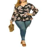 Ženska bluza od šifona Plus Size bluza sa volanima sa cvetnim omotom