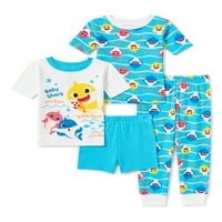 Baby Shark toddler boy zgodna pamučna pidžama kratkih rukava, 4-dijelni Set, veličine 12M-5T