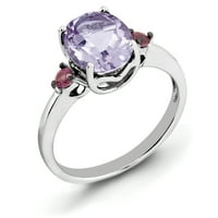 Sterling srebrni ružičasti ametist i Rhodolite Garnet prsten. Gem wt- 2.15ct