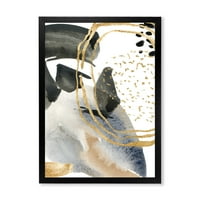 Dizajdranje Pastel sažetak s crnim plavim bež i zlatnim tačkima moderni uramljeni umjetnički otisak