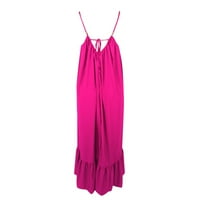 Sayhi Spring Haljine Casual Solid Print Swing remen Elegantna labava dugačka maxi haljina vruće ružičasta