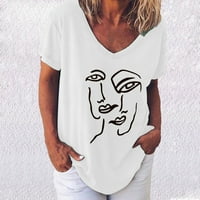Lhked Oversized majice za žene na klirensu modni ženski štampani V-izrez T-Shirt kratki rukav Casual Tee