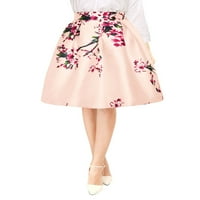 Unique Bargains ženski cvjetni printovi visokog struka Plisirana linija midi suknja