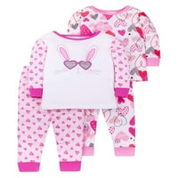 Little Star Organic Baby Girls & Toddler Girls Valentinovo pripijena pamučna pidžama, PJ Set