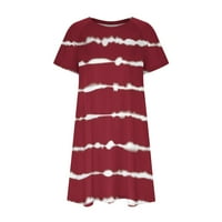 Ljetne Midi haljine za žene Casual Maxi haljina a-line kratki kratki rukavi štampani vino XL
