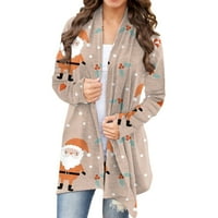 Youmylove modni kardigan za žene Božićni Print jesen otvoreni prednji kardigan Casual Duster lagani kardigan