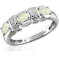 0. Carat T. G. W. Opal dragi kamen i bijeli dijamantski akcentni prsten