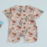 Qinghua Western Baby Boy Girl Odjeća Krava Print Tumpsit Highland kratki rukav RomaDiat BodySuit novorođenčad ljetne odjeće Pink 3- mjeseci