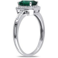 Carat t.g.w. Smaragdni rez kreirao je smaragdni i dijamantski akcent 10kt bijeli zlatni halo koktel prsten