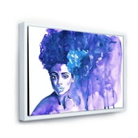PROIZVODNJAČA Sjajni plavi portret Afroameričke žene moderne uokvirene platnene zidne umjetnosti