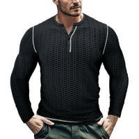 KaLI_store majice za muškarce muške vježbe u teretani Slim Fit majice za trčanje fitnes majice Crna, L