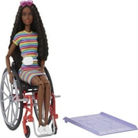 Barbie FASHIZASAS lutka # sa invalidskim kolicima i presovanom brineta kosom