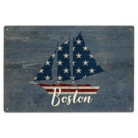 Boston, Massachusetts, Sjedinjene Američke Države, zastava u nevolji, Contour Birch Wood Wall znak