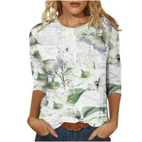 Auroralne majice za žene klirens Ženska Moda štampana majica srednje dužine rukavi bluza okrugli vrat